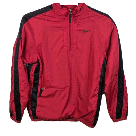 Nike Men's Medium Red /Black 1/4 Zip Windbreaker - Picture 1 of 9